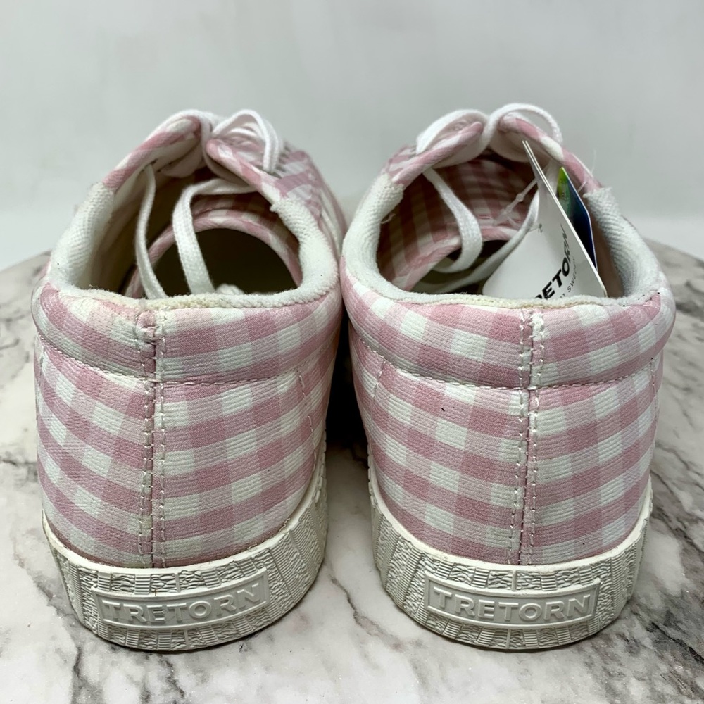 Tretorn Nylite Plus Lace Up Pink Gingham Sneakers 11 Retro Classic Preppy Casual - Picture 5 of 15